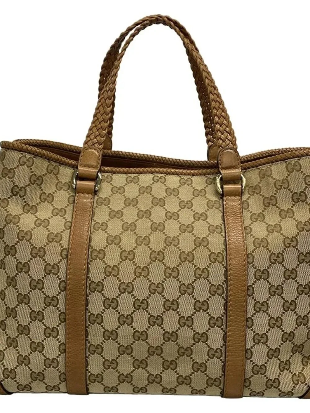 GUCCI Marrakech 295326 Dark Brown Beige Light Brown Jacquard Leather Tote Bag - Picture 3 of 15
